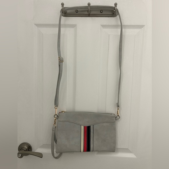 Grey with Stripes Shoulder Bag/Clutch - Picture 2 of 7